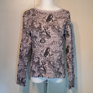 B by Burton Vintage Taupe & Black Graphic Shirt